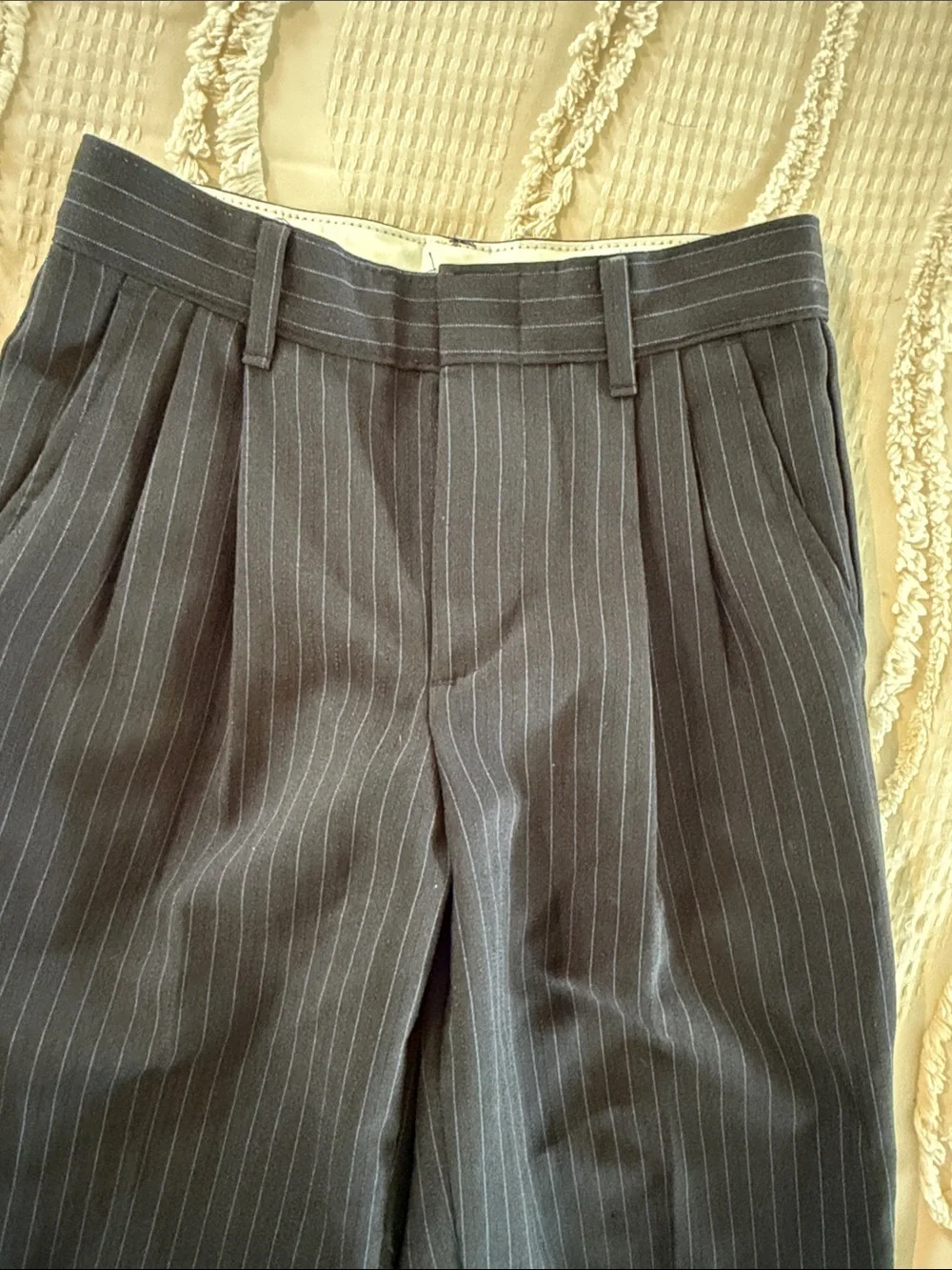 Boys Gray Pinstripe Suit Jacket & Pants - Classic Formal Set